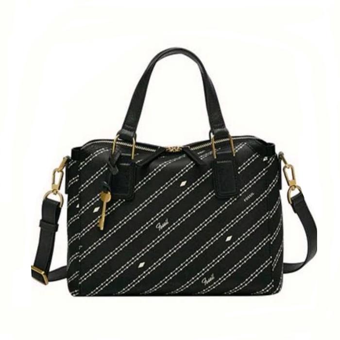 Fossil Jacqueline Satchel Black Bone