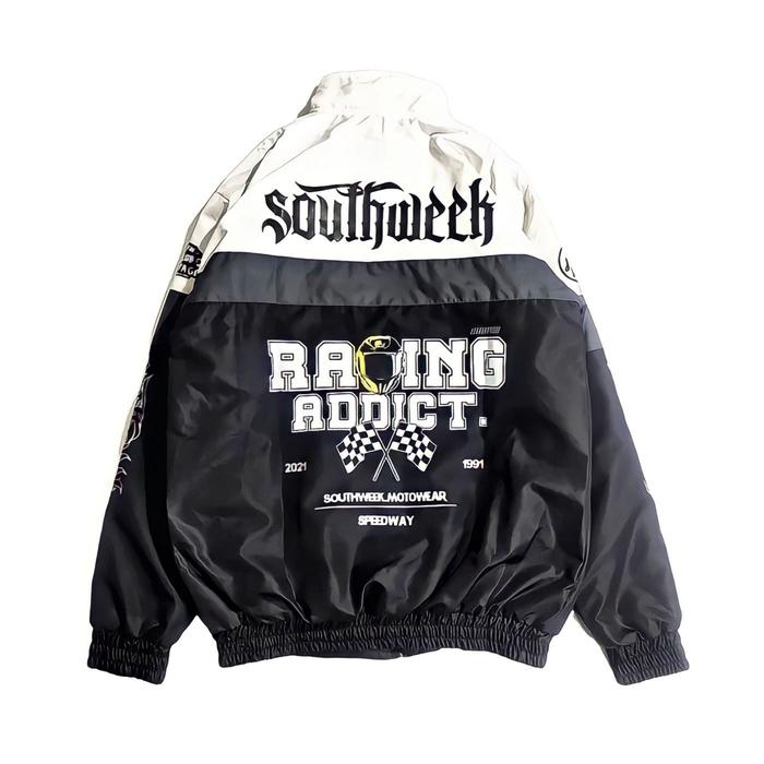 Nascar Jacket Vintage Southweek Racing Addict White Black | Jaket Nascar