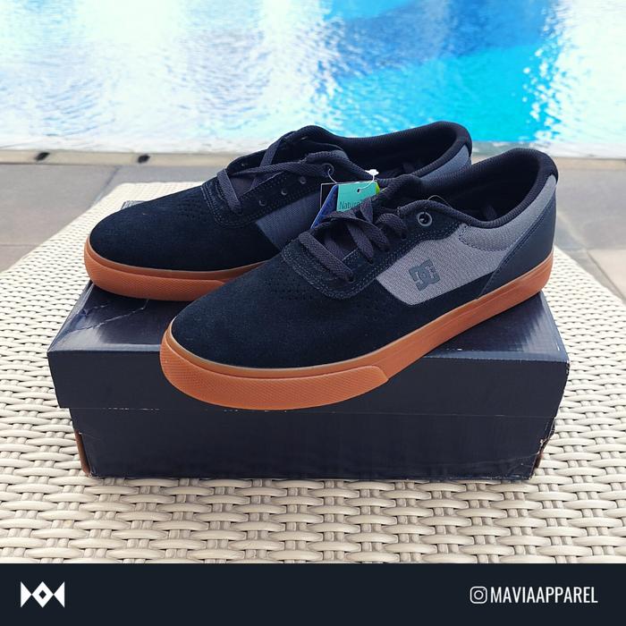 DC Switch Black Grey Gum Shoes - Sepatu 100% Original