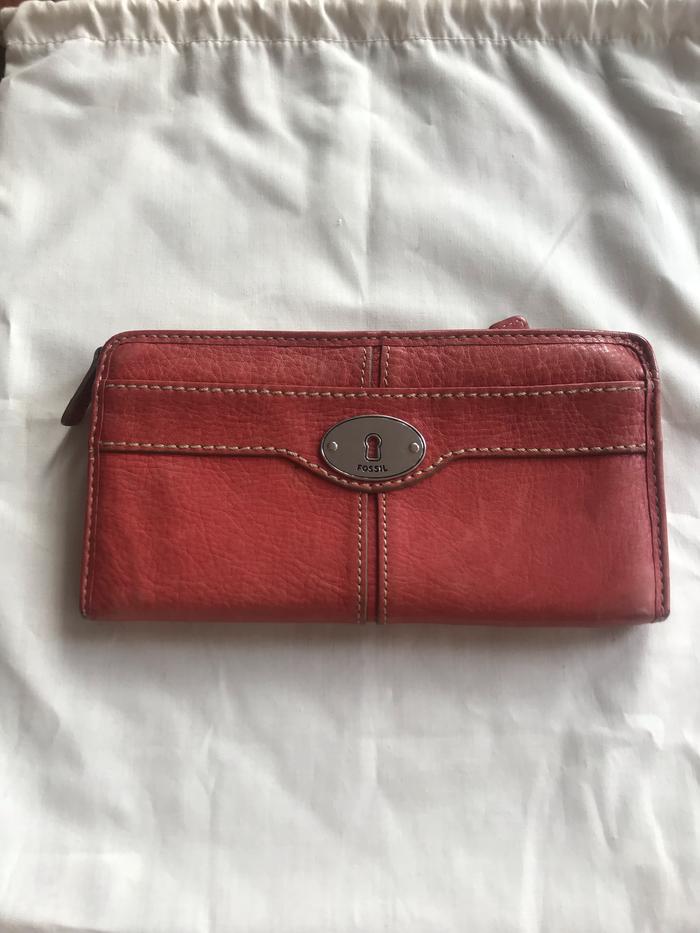 Fossil dompet maddox leather red