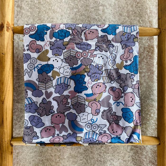kain katun rayon viscose meteran motif anak lucu boneka 227