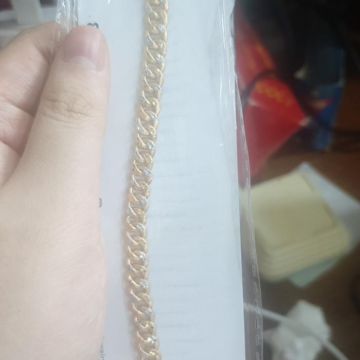 Gelang sisik naga 18cm 18 cm emas asli muda 375 kombinasi putih gold