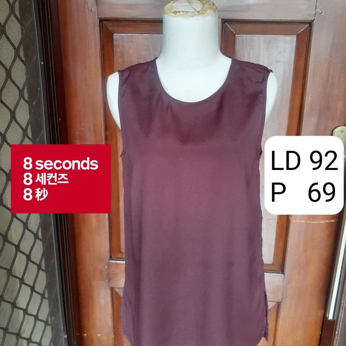 8 seconds Maroon Top Korea Atasan Wanita Sleeveless Top - preloved