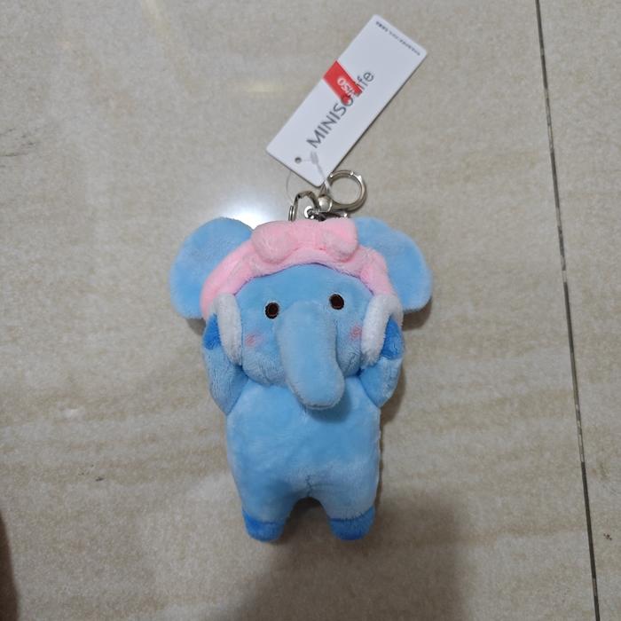 Face Washing Elephant Pendant Gantungan Kunci Boneka Gajah Miniso Jpn