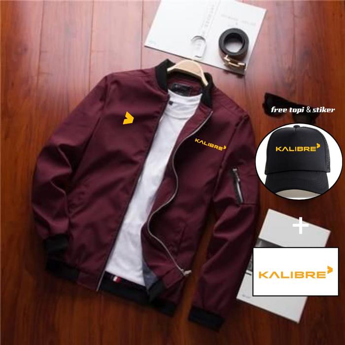 jaket bomber kalibre waterproof bonus topi & stiker