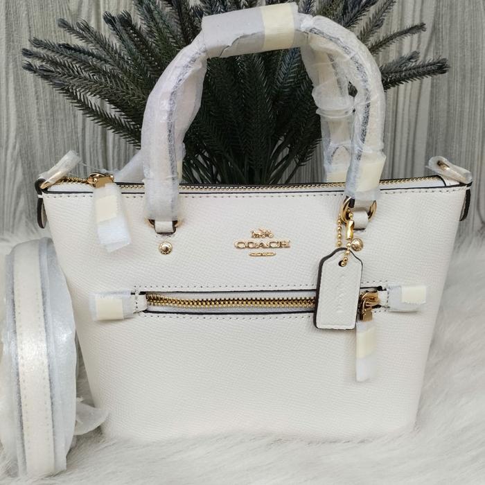 coach mini gallery crossbody bag chalk leather