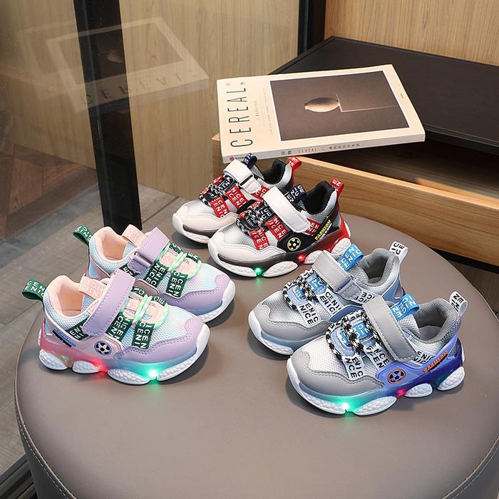 Sepatu Sneaker LED Anak Laki Laki Import Sepatu Casual LED Anak