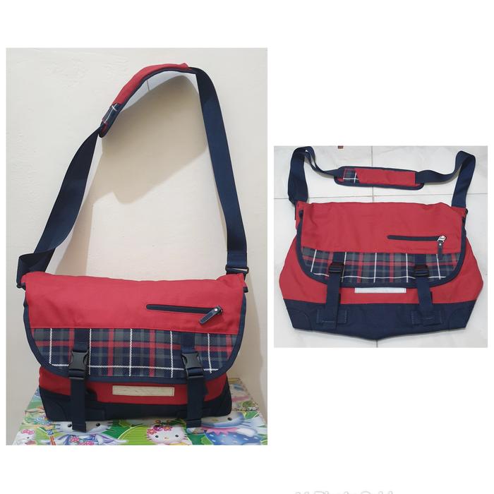 tas selempang kanvas kain Lecaf, second monza