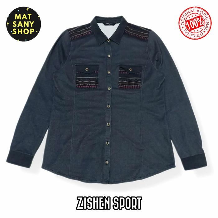 Kemeja Navajo Etnik Tribal Zishen Sport Korea Lengan Panjang Stretch