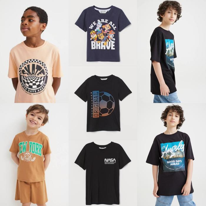 Kaos Lengan Pendek Anak Laki Laki Remaja Size Junior HM HnM