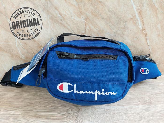 Champion Tas Script Selempang Pinggang Cross Biru Original 100% dengan Ukuran 26 x 15 cm Garansi Kea