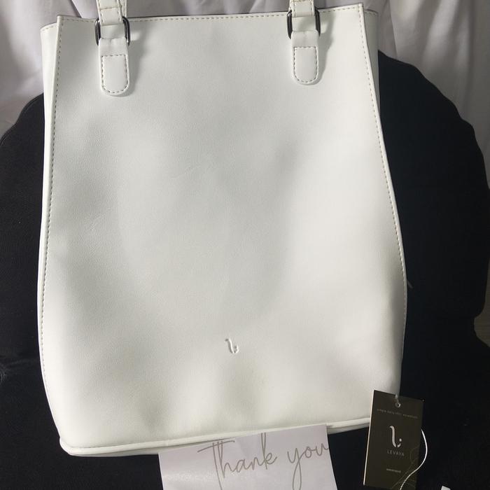 Second-Tas bahu(bisa u/laptop)wanita putih modis preloved mulus Levaya