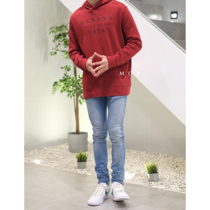 Hoodie Banana Republic Logo Maroon Original
