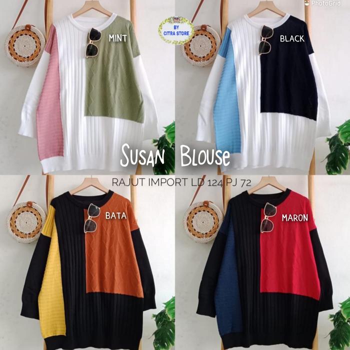 Susan Blouse Jumbo bhn rajut import premium ld 124 pj 72