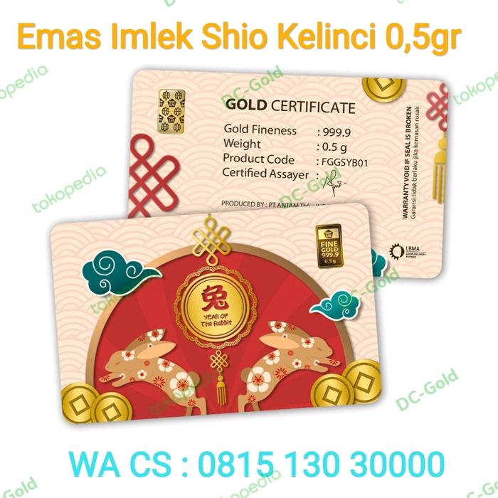 Logam Mulia Emas Shio Antam 0,5 gram Shio Kelinci Year of The Rabbit