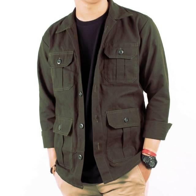 Jaket Adam Jacket Semi Parka Pria Baby Canvas Cowok Outer Jeans Casual