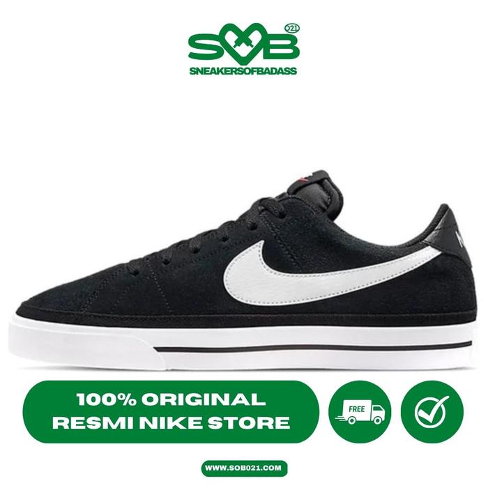 Sepatu Sneakers Nike Court Legacy Suede Black/White - DH0956-001