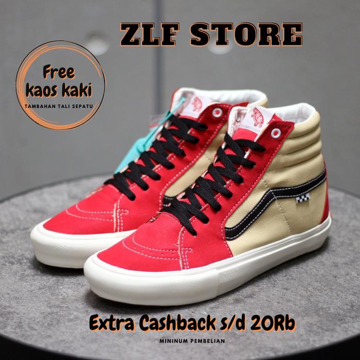Sepatu Vans High Quality High Premium Import Cream Red