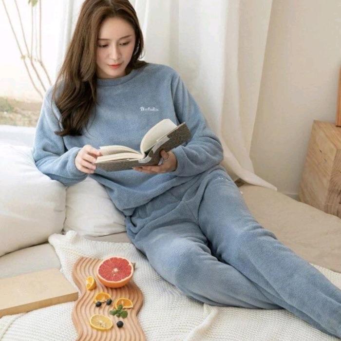 baju tidur wanita piyama import bulu bludru lengan panjang pp sus22