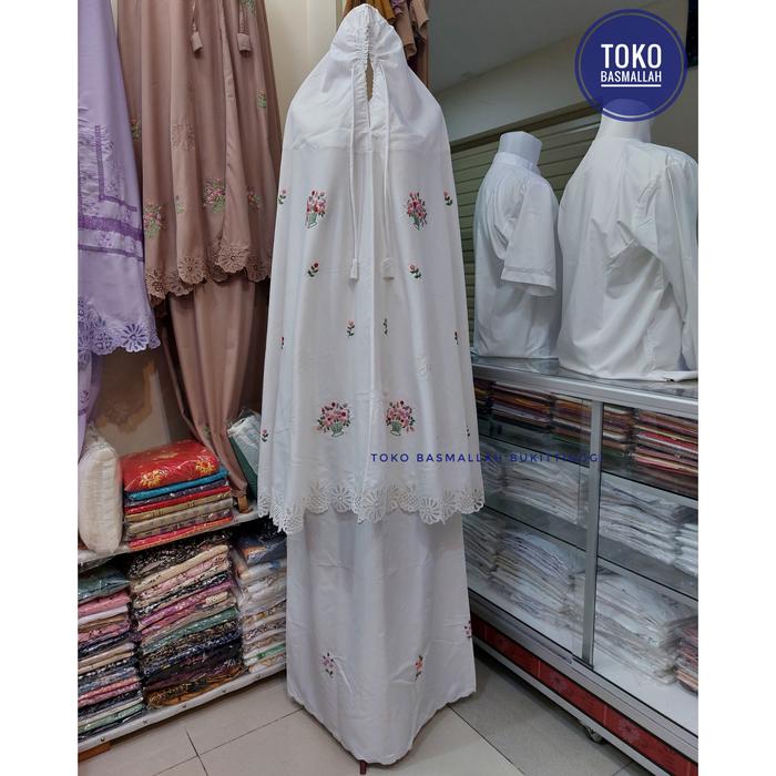 Mukena Kerancang mix Sulam Timbul Keranjang Bunga Tabur Bahan Hima BKT