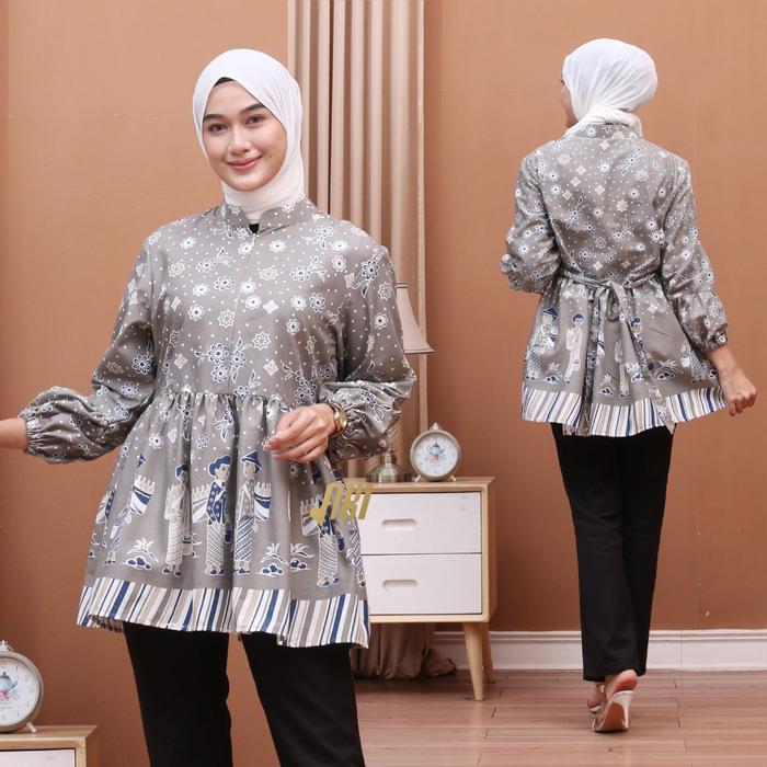 atasan wanita jumbo-blus batik kantor motif Bu Tejo