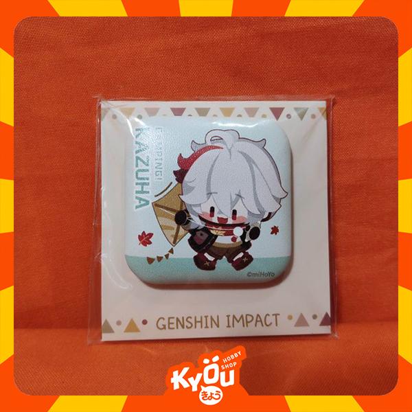 Kazuha Zhongli Paimon Let's Go Camping Stainless Square Badge Genshin