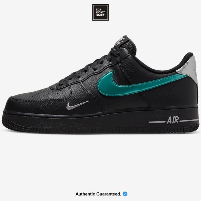 NIKE AIR FORCE 1 '07 BLACK BLUE LIGHTNING WOLF GREY