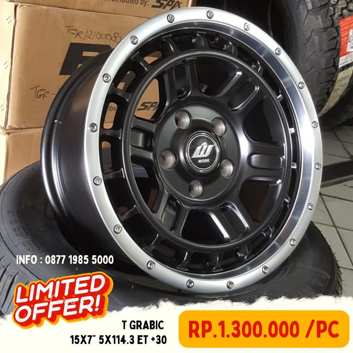 R15 Velg 15x7" 5x114.3 et +30 T Grabic Rally Look Satin Black Lip Silv