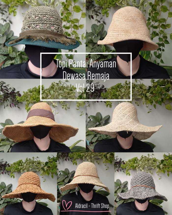 Aldracil Topi Pantai Anyaman Remaja Dewasa vol 29 Fedora Second Thrift