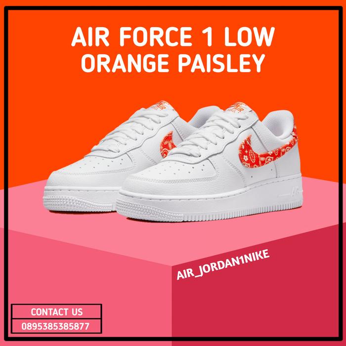 Sepatu Nike Air Force 1 Low Essential Orange Paisley 100% Authentic