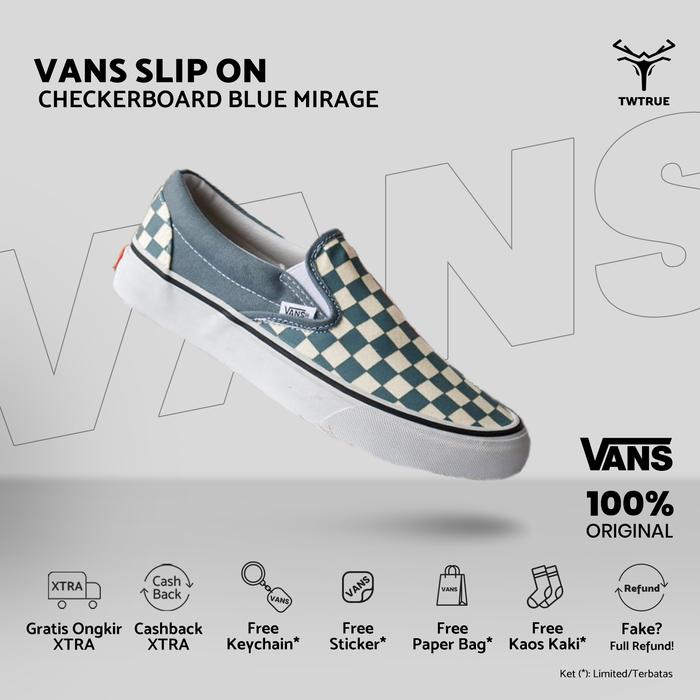 Vans Original | Vans Slip On Checkerboard Blue Mirage