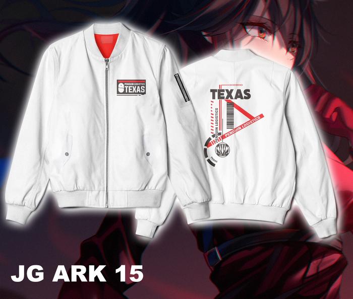Jaket Game Arknight Texas Bomber Waterproof Custom Sablon JG ARK 15