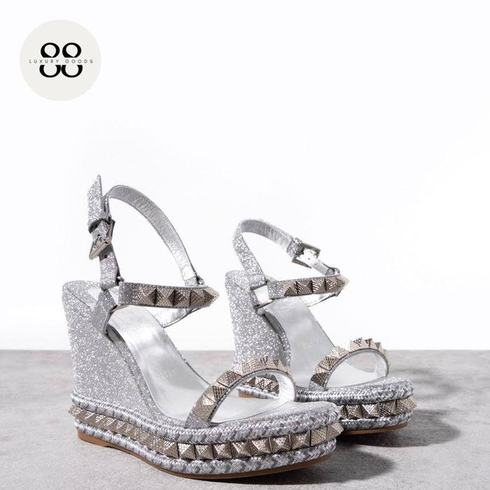 CHRISTIAN LOUBOUTIN Pyraclou 110mm sandal Silver Size 39