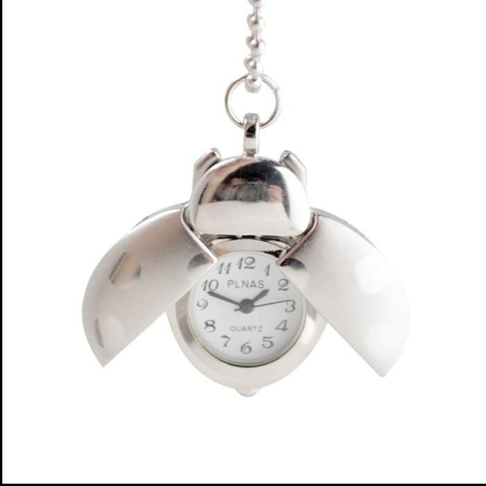 Jam Saku Mekanik Quartz Desain Kumbang Retro Warna Emas   Kalung