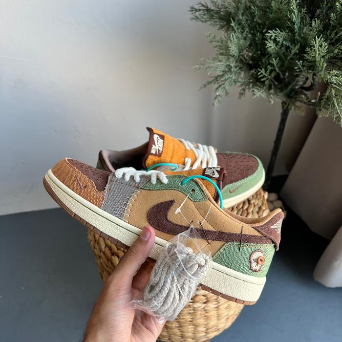 Sepatu Air Jordan 1 Low OG Voodo Flax and Oil Green 100%PK Quality