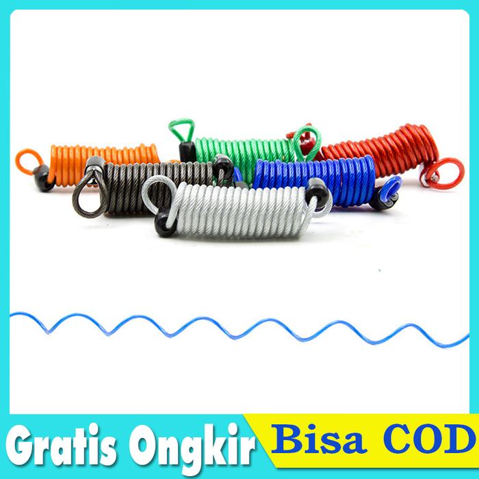 Tali Lanyard Spiral Wire Sling Kawat Baja Safety Gantungan Helm Motor