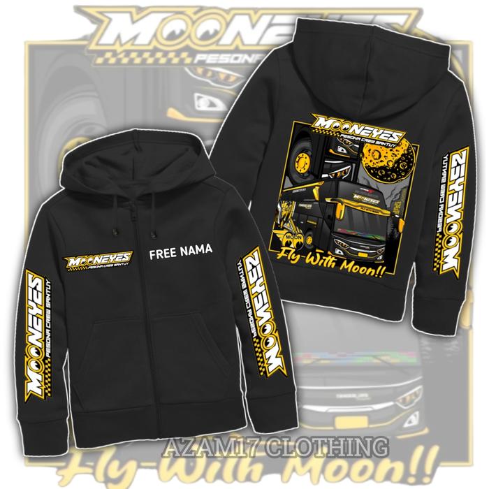 HOODIE ZIPPER JAKET ANAK BISMANIA MOONEYES BUS MOON EYES BASURI