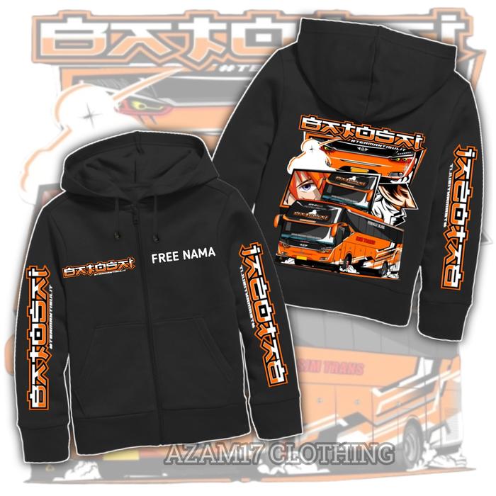HOODIE ZIPPER JAKET ANAK BISMANIA BUS SJM TRANS CONAN EDITION BASURI