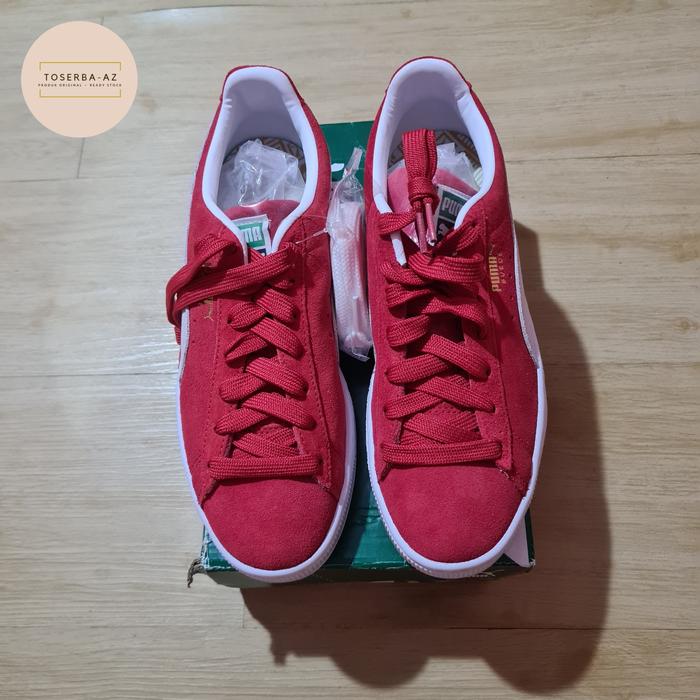 SEPATU PUMA SUEDE CLASSIC  XXI HIGH RISK RED - PUMA WHITE ORIGINAL