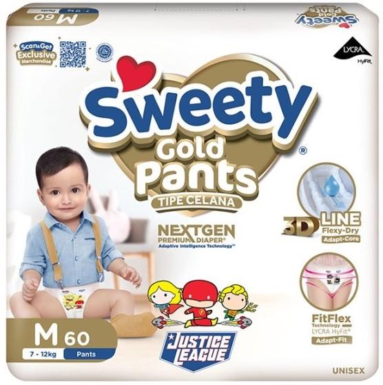 Popok bayi sweety gold pants M60 sweety popok sweety m 60 Diapers