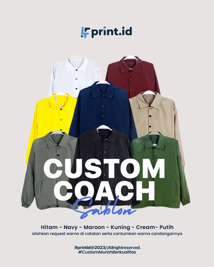 JAKET COACH CUSTOM SATUAN | JACKET PARASUT SABLON | JAKET WATERPROOF