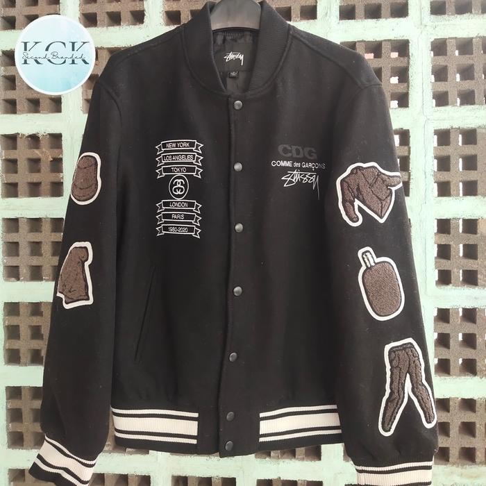 JAKET VARSITY STUSSY CDG JAKET PRIA SECOND NEGO HARGA