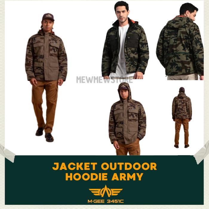 MGEE Jaket Pria Hoodie Army | Jaket Pria Outdoor Hoodie Army Original