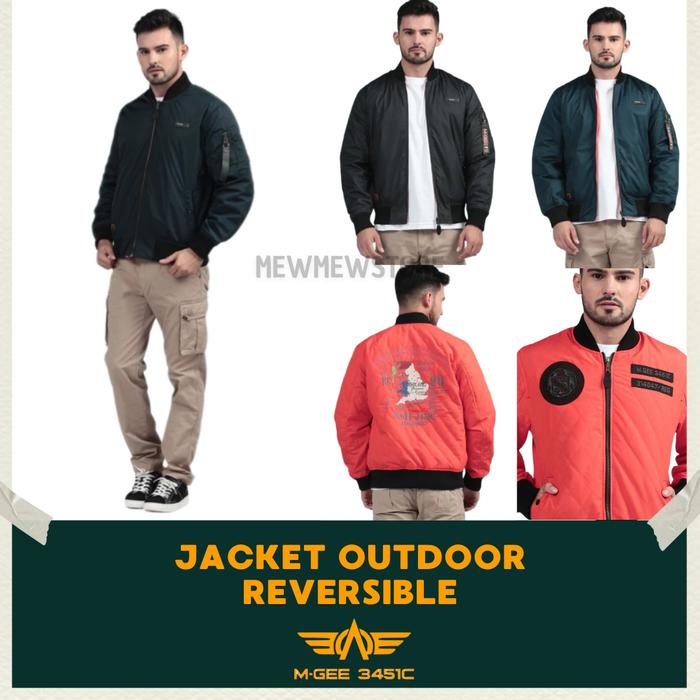 MGEE Jaket Bomber Pria Reversible | Jaket Pria Bolak-Balik Original