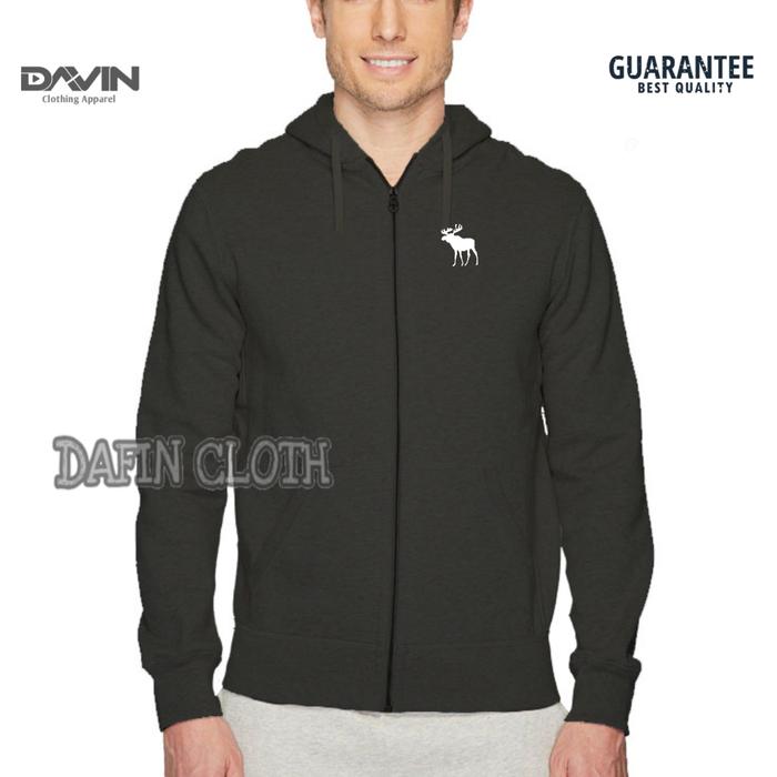 Jaket Hoodie Zipper Pria Logo Abercrombie & Fitch