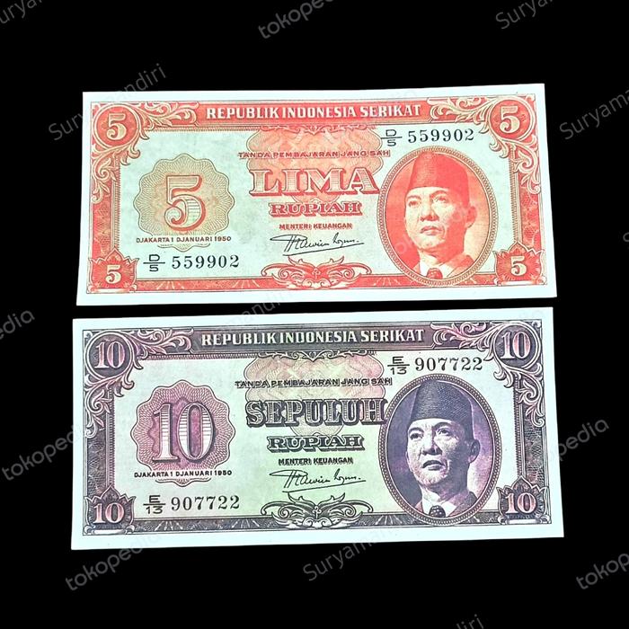 Set Uang Kuno Rupiah RIS Soekarno (1950) Replika Repro