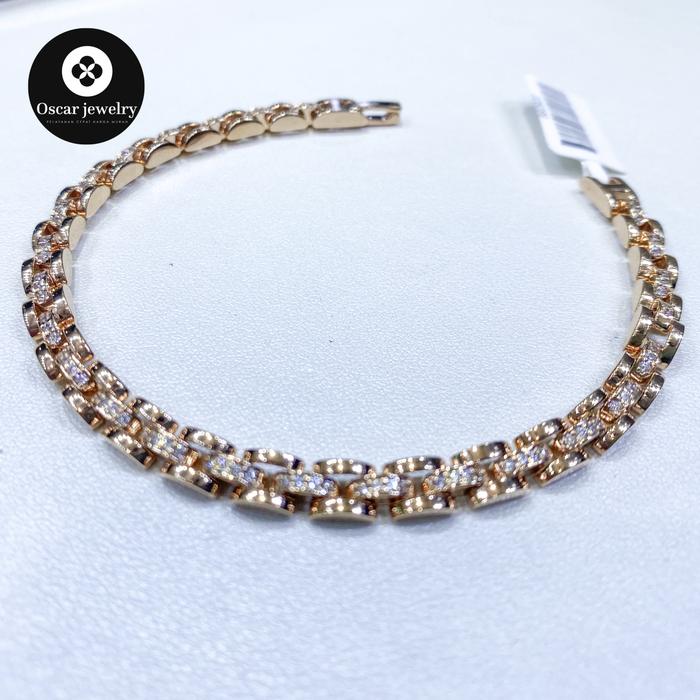 Gelang emas 750 zircon kuning poles rose HWT