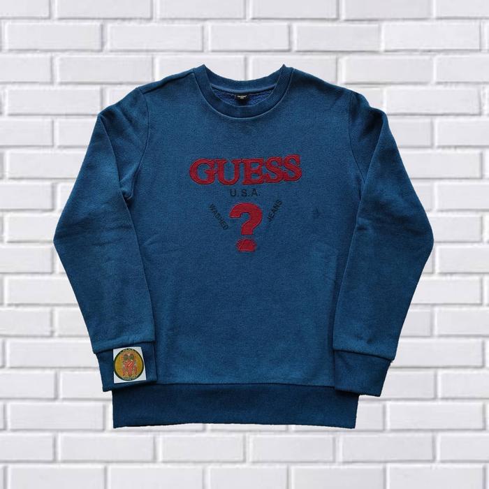 CREWNECK GUESS ORIGINAL BIRU (SECOND BRANDED) SIZE S, CN0015