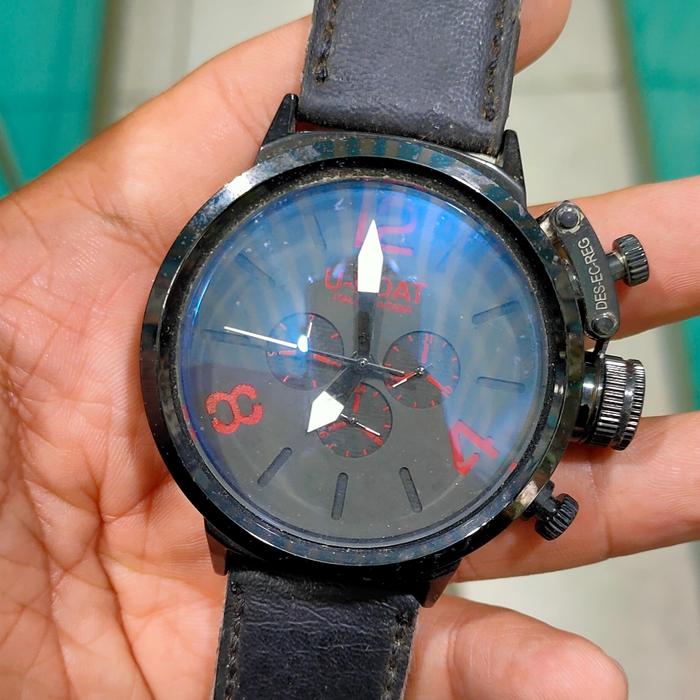 jam sport pria uboat automatic chronograph strap kulit fashion pria