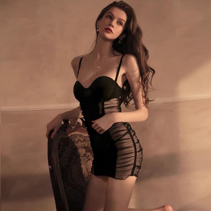 Lingerie Wanita Sexy Baju tidur Rok Suspender ketat Rok Mini A5100